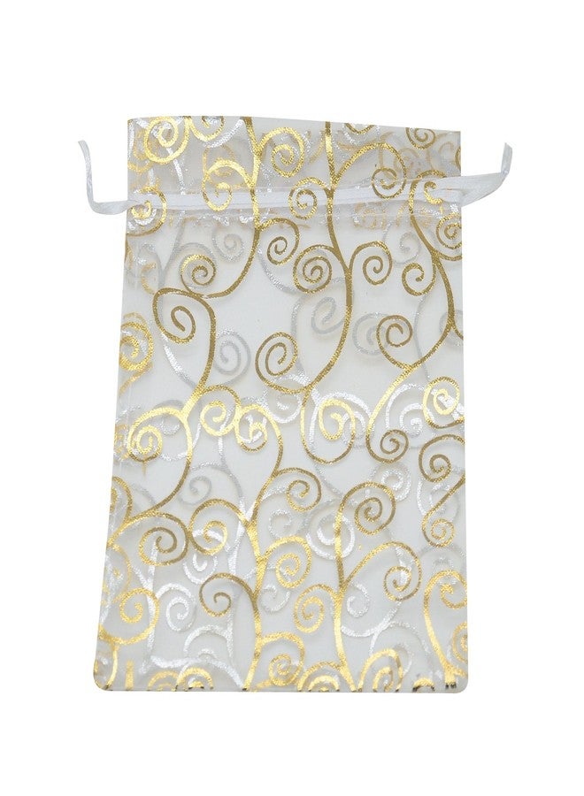 SUNGULF 50pcs Organza Pouch Bag Drawstring 5"x7" 13x18cm Strong Gift Candy Bag Jewelry Party Wedding Favor (Gold Silver) - Image 1